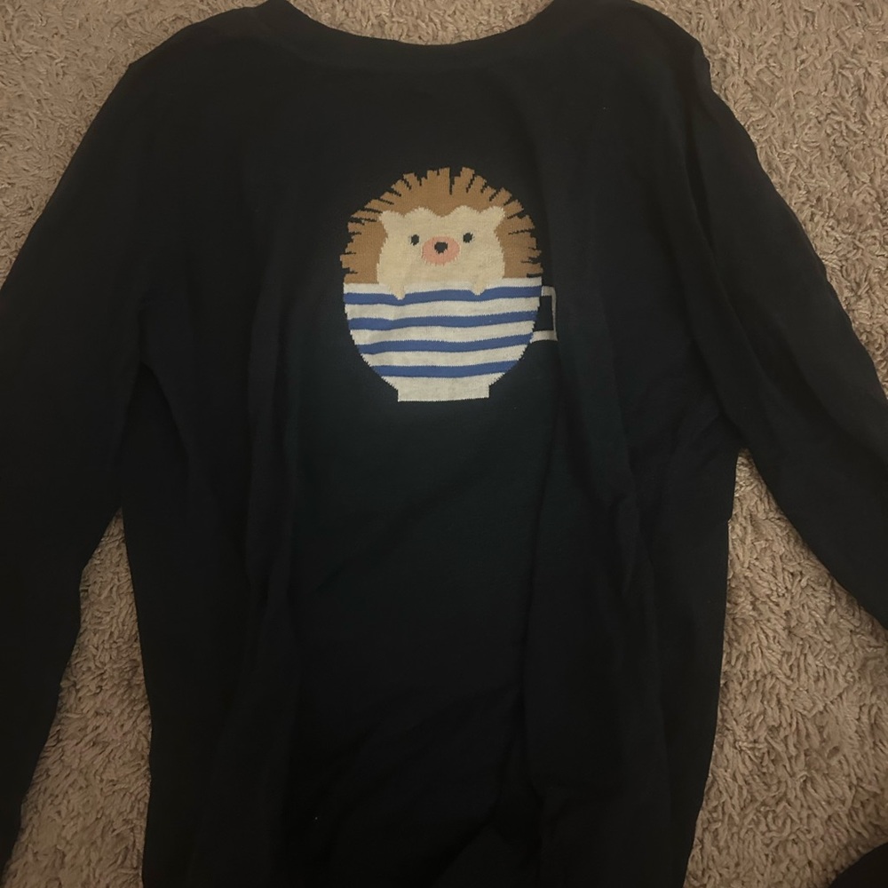 Black Sweater with Hedgehog Design